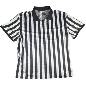 ChinFun Polo Shirt Mens XL Black Stripe Referee 1/4 Zip Lightweight Sports